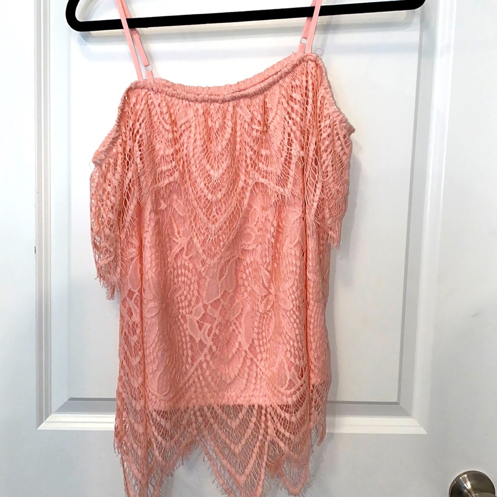Cold shoulder lace top